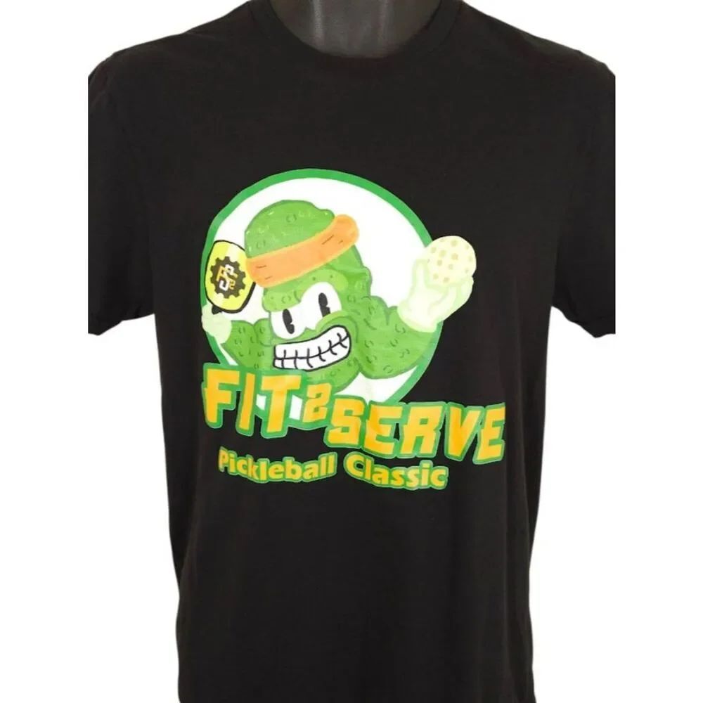 Fit 2 Serve Pickleball Classic T Shirt Mens Size Medium Black